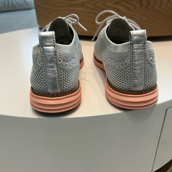Cole Haan zerogrand stitchlite wingtip oxford - grey, silver, coral - Picture 4 of 7